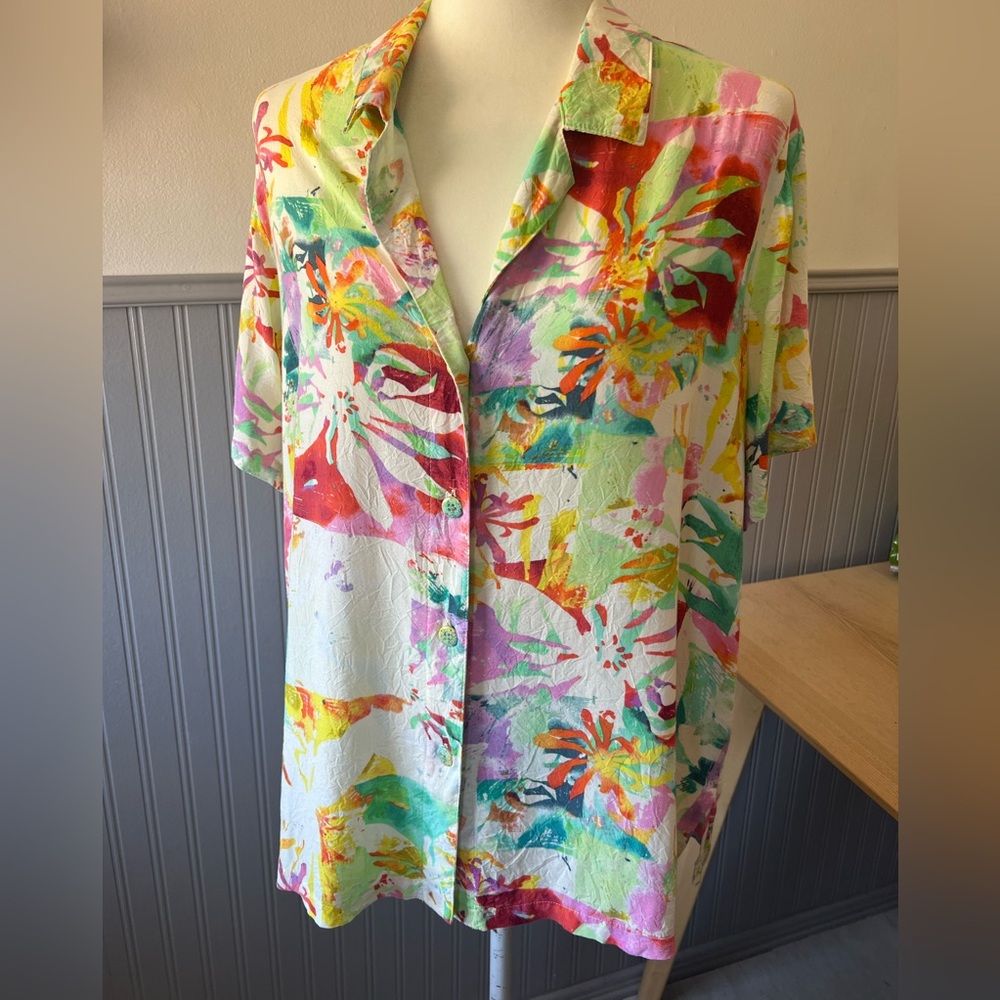 Tropical JAMS WORLD 50 Yrs Piel PinwheelButton Up Shirt / Wearable Art / XL - Picture 3 of 9